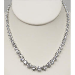 Collana da donna in oro bianco 14K F Vvs1 taglio rotondo 18,00 carati con diamanti