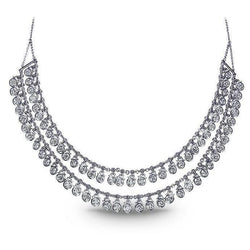 Collana da donna in oro bianco 14K con doppia fila di diamanti 30 carati