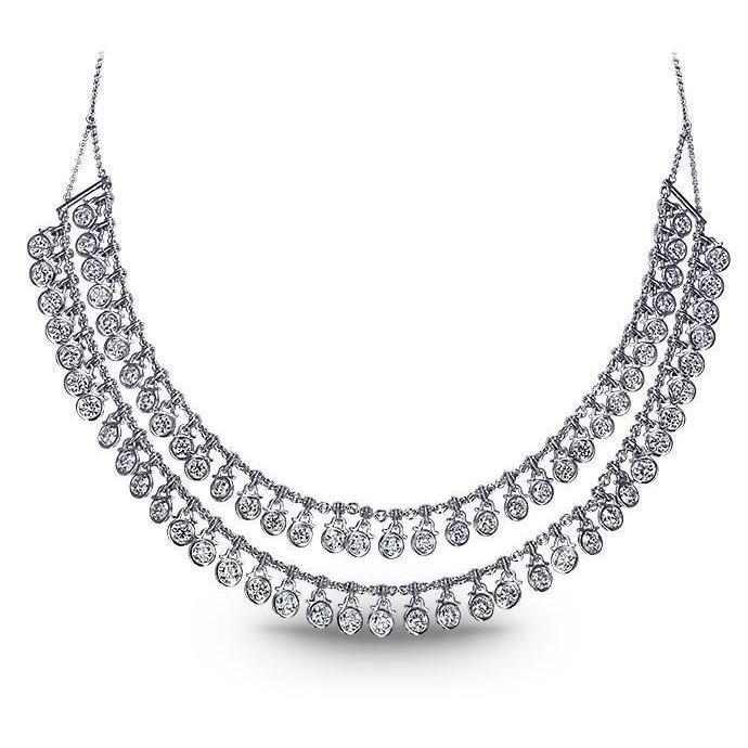 Collana da donna in oro bianco 14K con doppia fila di diamanti 30 carati - harrychadent.it