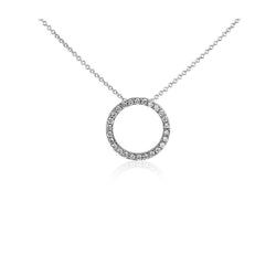 Collana pendente a cerchio con diamante tondo da 2,60 carati in oro bianco 14K