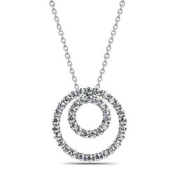 Collana pendente a doppio cerchio con diamanti scintillanti da 8,20 ct e oro bianco 14K