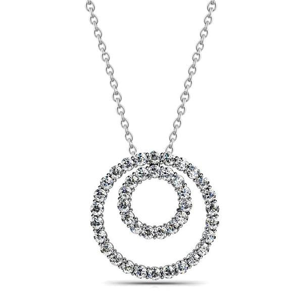 Collana con pendente a doppio cerchio in oro bianco con diamanti scintillanti da 8.20 ct - harrychadent.it