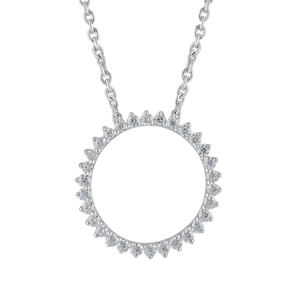 Collana con ciondolo a forma rotonda con diamante a forma di brillante 3,0 carati WG 14K - harrychadent.it