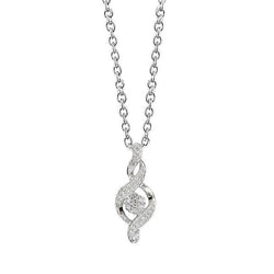 Collana pendente chiave di sol con diamante bianco tondo da 1 carato in oro bianco 14 carati