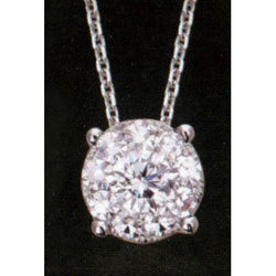 Collana pendente con catena in diamante tondo da 1 carati e oro bianco 14 carati