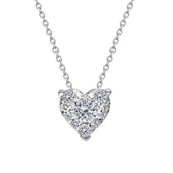 Collana pendente con diamante a forma di cuore da 1,25 carati in oro bianco 14 carati