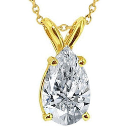Collana pendente con diamante taglio pera da 1,25 carati in oro giallo 14K