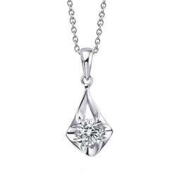 Collana pendente con diamante taglio rotondo da 1,25 carati in oro bianco 14 carati