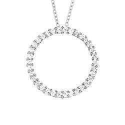 Collana pendente con diamante tondo 4 carati in oro bianco 14K