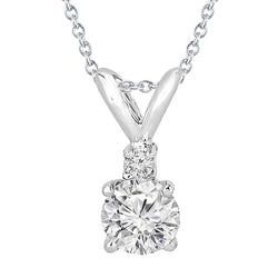 Collana pendente con diamante tondo da 1 carato in oro bianco 14K