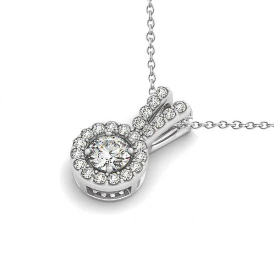 Collana con ciondolo con diamanti rotondi senza catena in oro massiccio 1.25 carati 14K - harrychadent.it