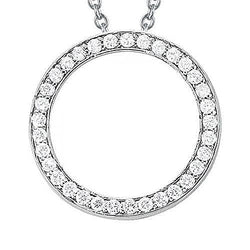 Collana pendente con diamante tondo da 1,25 carati senza catena in oro bianco 14K