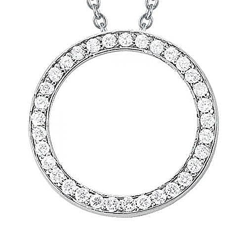 Collana con ciondolo diamante rotondo 1.25 carati senza catena in oro bianco 14K - harrychadent.it