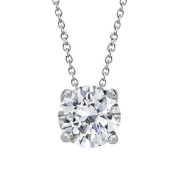 Collana pendente con diamante tondo da 1,50 carati in oro bianco 14 carati