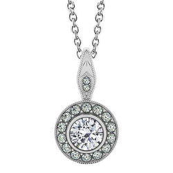 Collana pendente con diamante tondo da 1,50 carati senza catena in oro bianco 14 carati