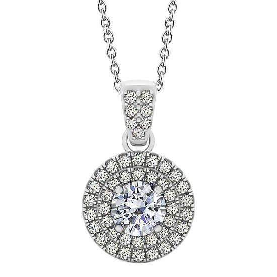 Collana con ciondolo diamante rotondo 1.85 carati senza catena in oro bianco 14K - harrychadent.it