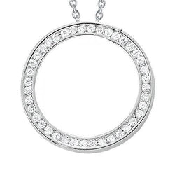 Collana pendente con diamante tondo scintillante da 1 carato WG senza catena in Oro Bianco 14K