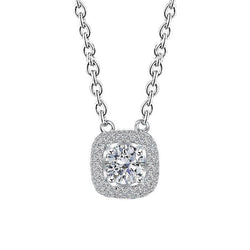 Collana pendente con diamante tondo taglio brillante da 1,50 carati in oro bianco 14K