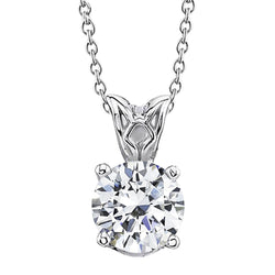 Collana pendente con diamante tondo taglio brillante da 3,30 carati in oro bianco 14 carati