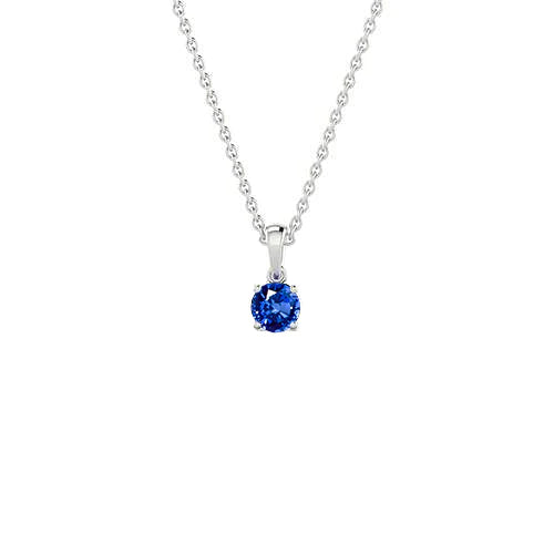 Collana pendente con diamante zaffiro Ceylon taglio rotondo 2 carati WG 14K - harrychadent.it