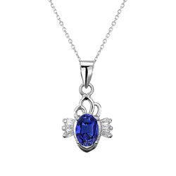 Collana pendente con diamanti baguette e zaffiro ovale di Ceylon 1,75 carati