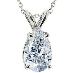 Collana pendente con diamanti pera da 1,50 carati in gioielli in oro bianco 14 carati