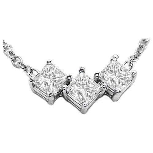Pendente per collana con tre pietre incastonate di diamanti principessa da 1,5 ct - harrychadent.it