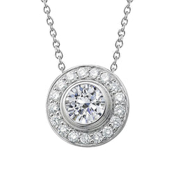 Collana pendente con diamanti scintillanti taglio rotondo taglio brillante da 2,75 carati WG in Oro Bianco 14K