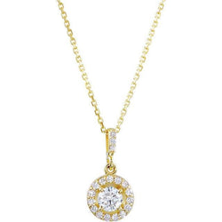 Collana pendente con diamanti scintillanti tondi da 1,45 carati in oro giallo 14K