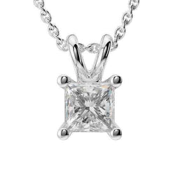 Collana pendente con diamanti taglio princess da 1 carato in oro bianco 14 carati