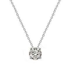 Collana pendente con diamanti taglio rotondo 2 carati Oro bianco 14K