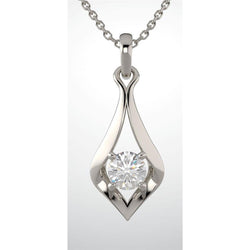 Collana pendente con diamanti tondi a quattro punte da 2 carati in oro bianco 14K