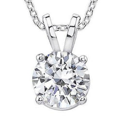 Collana pendente con diamanti tondi da 1,25 carati in oro bianco 14 carati con catena