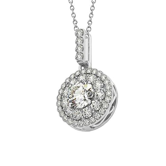 Collana con ciondolo con diamanti rotondi senza catena in oro bianco 1.75 carati 14K - harrychadent.it