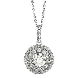 Collana pendente con diamanti tondi da 1,75 carati senza catena in oro bianco 14 carati