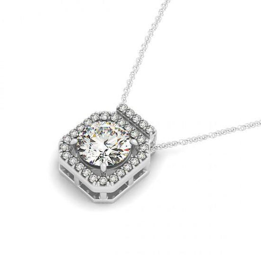 Collana con ciondolo con diamanti rotondi senza catena in oro bianco 1.95 carati 14K - harrychadent.it