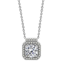 Collana pendente con diamanti tondi da 1,95 carati senza catena in oro bianco 14K