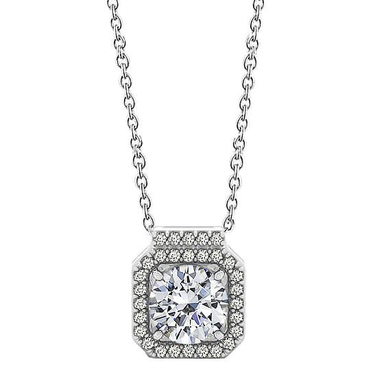 Collana con ciondolo con diamanti rotondi senza catena in oro bianco 1.95 carati 14K - harrychadent.it