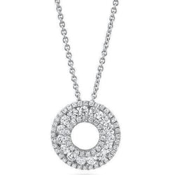 Collana pendente con diamanti tondi taglio brillante da 0,66 carati in oro bianco 14 carati