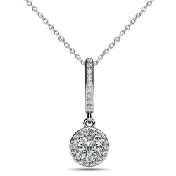 Collana pendente con diamanti tondi taglio brillante da 5 carati in oro bianco 14K