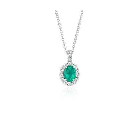 Collana pendente con smeraldo verde da 2,90 ct con diamanti bianchi - harrychadent.it