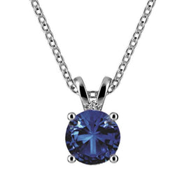 Collana pendente con zaffiro blu 2,55 carati e diamanti in oro bianco 14 carati