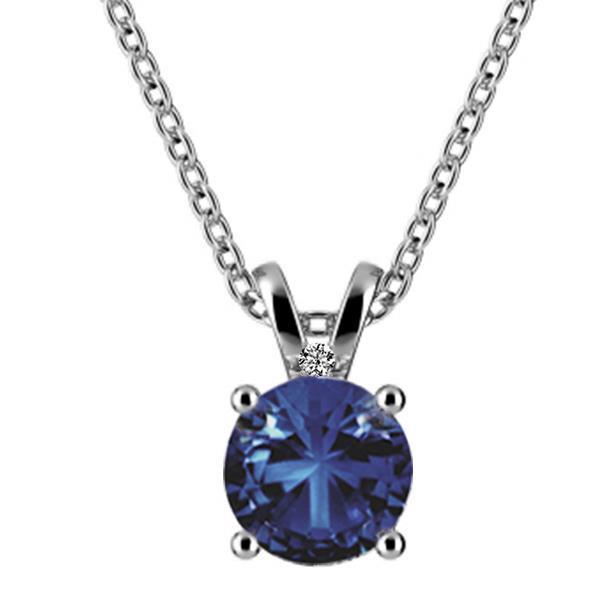 Zaffiro blu e diamanti collana pendente 2.55 carati oro bianco 14K - harrychadent.it