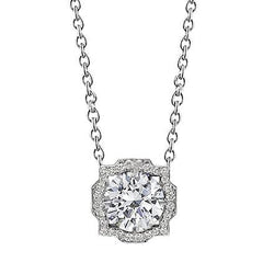 Collana pendente da donna con diamanti tondi da 1 carato in oro bianco 14K