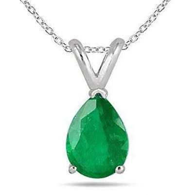Collana pendente in oro bianco 14 carati con smeraldo verde taglio a pera 14 ct - harrychadent.it
