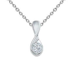 Collana pendente solitario con diamante taglio brillante da 1 carato in oro bianco 14 carati