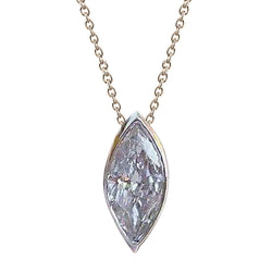 Collana pendente solitario con diamanti taglio marquise, 1,50 carati con gioielli in oro bianco 14 carati