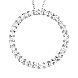 Collana pendente stile cerchio con diamanti tondi da 1.20 carati senza catena in oro bianco 14 carati