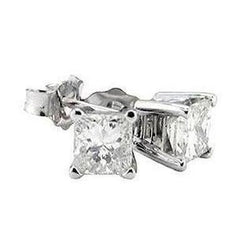 Coppia di orecchini a bottone Princess Diamonds 4 carati New E VVS1