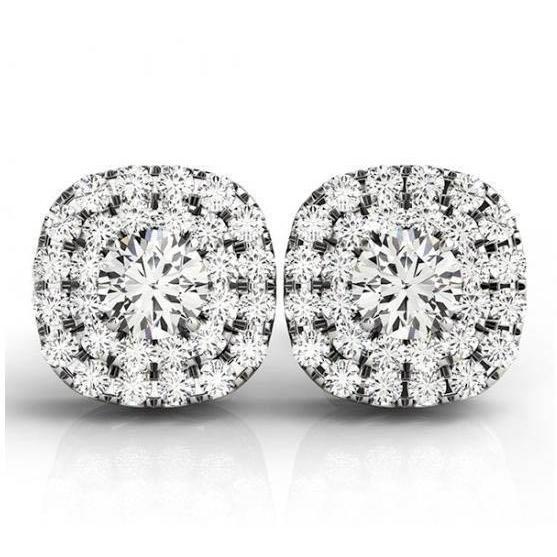Coppia di orecchini a bottone rotondi con doppio anello di diamanti in oro bianco da 2.56 carati 14K - harrychadent.it